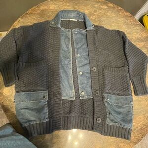 ADORA Gray and Blue Cardigan Sweater